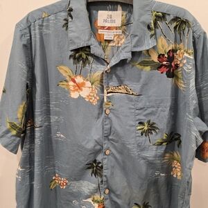 Men's Floral Hawaiian Shirt - Blue by 28 Palms